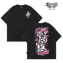 Original American street loose pure cotton heavyweight niche hip-hop tattoo artist trendy brand T-flower font West Coast Chino