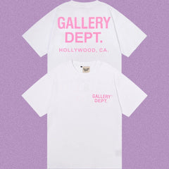 Gallery Dept. Hollywood Logo Short Sleeve T-Shirt - White/Pink