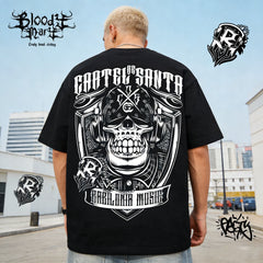 Original American street flower font, Fugu Chicano loose cotton, heavyweight, niche hip-hop tattoo artist, trendy brand T