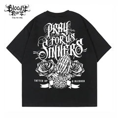 China-Chic Brand American street fancy character short sleeve men's and women's loose cotton heavy weight small crowd hip-hop clown T-shirt