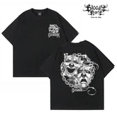 Trendy American Street Chicano Flower Font Short Sleeve Loose Cotton Heavy Weight Clown Hip Hop Tattoo Artist T-shirt Crowd