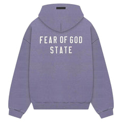 ESSENTIALS FOG FEAR OF GOD STATE LOGO HEAVY ZIP-UP LAVENDER