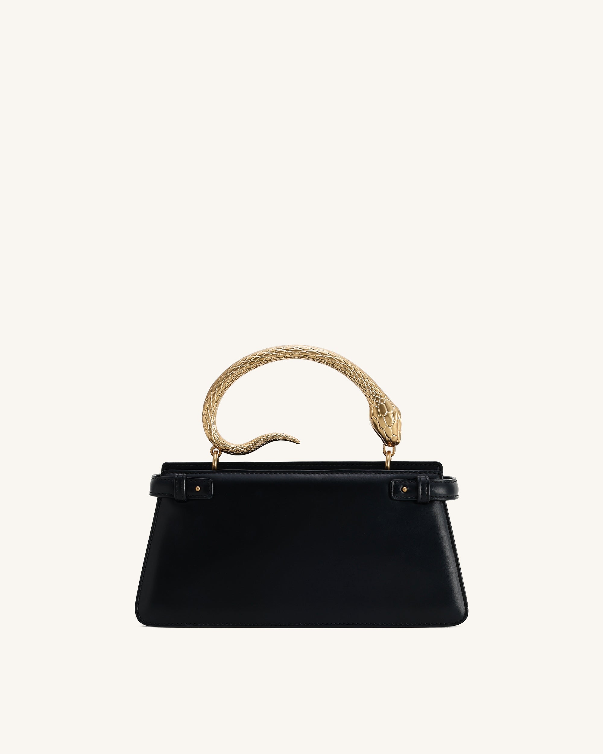 Elena Snake Handle Top Handle Bag - Black