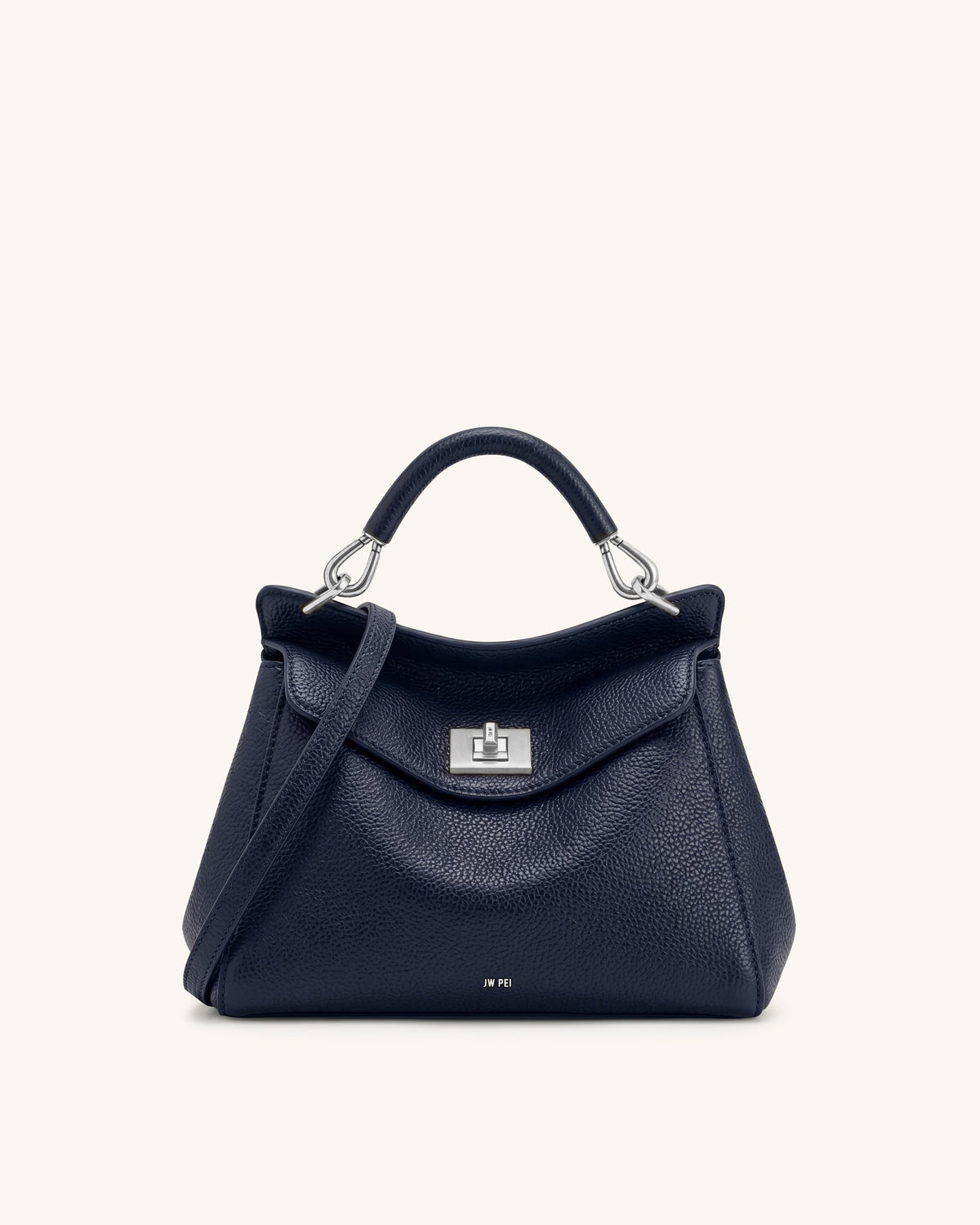 Lucia Classic Top Handle Bag - Navy Blue