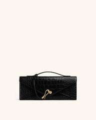 Celeste Envelope Top Handle Bag - Black Croc