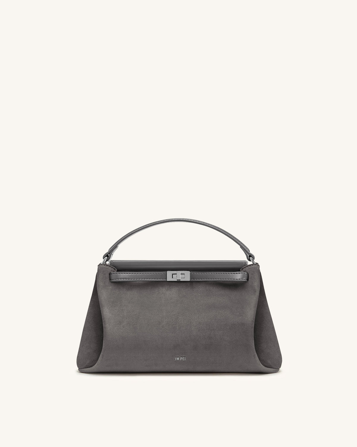 Carmen Faux Suede Top Handle Bag - Dark Gray