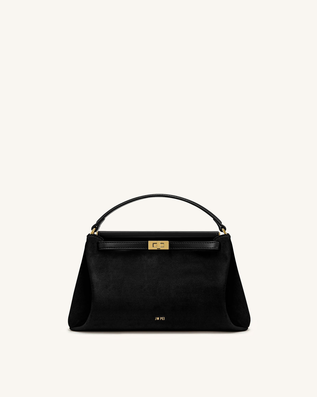 Carmen Faux Suede Top Handle Bag - Black