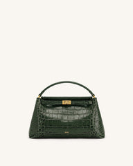Carmen Top Handle Bag - Forest Green Croc