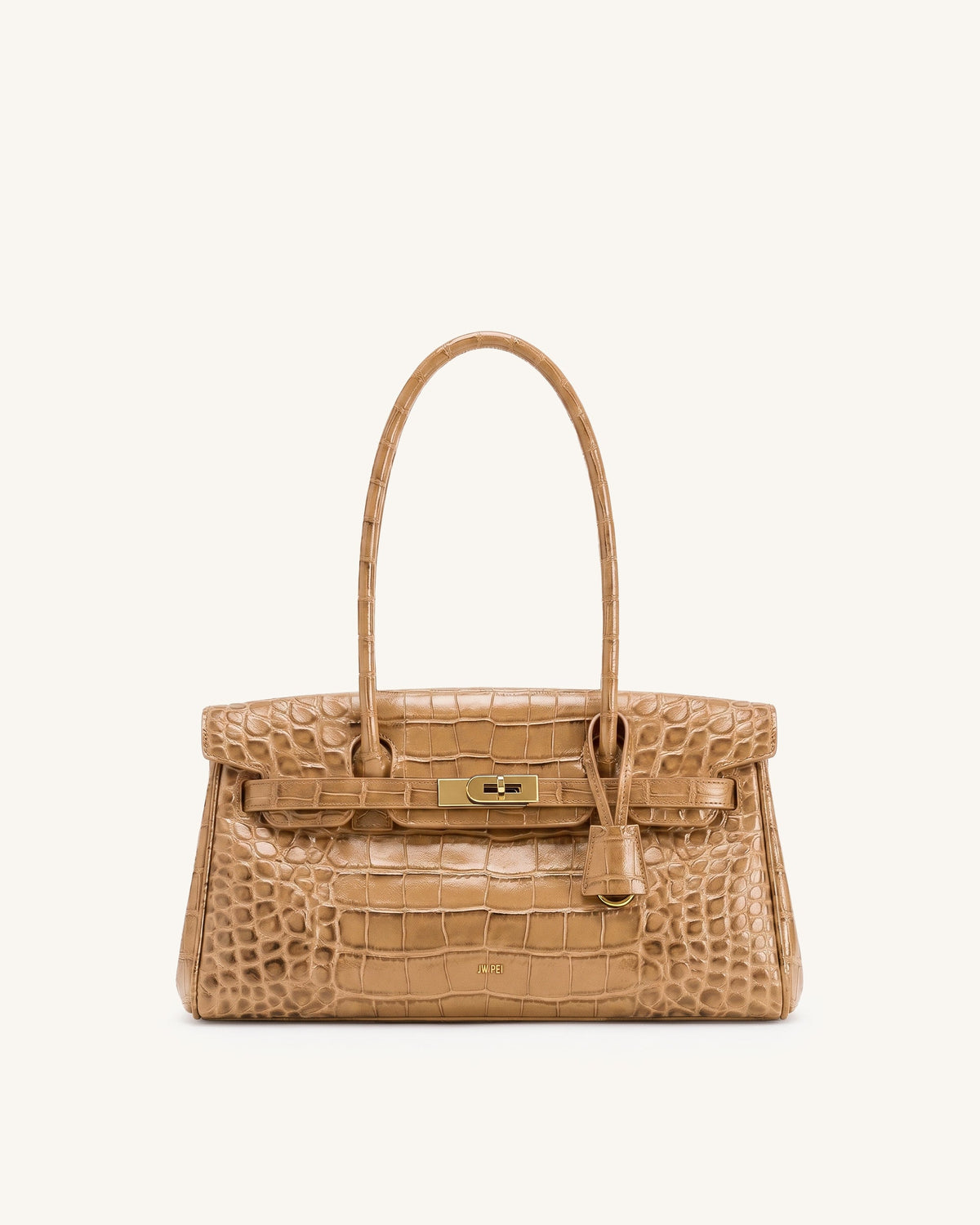 Yara Shoulder Bag - Light Khaki Brown Croc