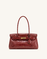 Yara Shoulder Bag - Deep Burgundy Croc
