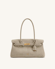 Yara Faux Suede Shoulder Bag - Dark Gray