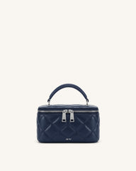 Vivienne Quilted Vanity Top Handle Bag - Navy