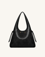 Celandra Drawstring Hobo Bag - Black