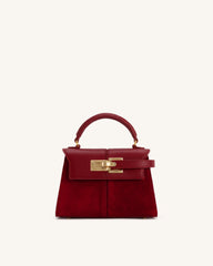 Elise Faux Suede Top Handle Bag - Deep Burgundy