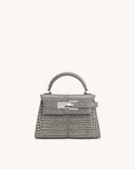 Elise Top Handle Bag - Grey Croc