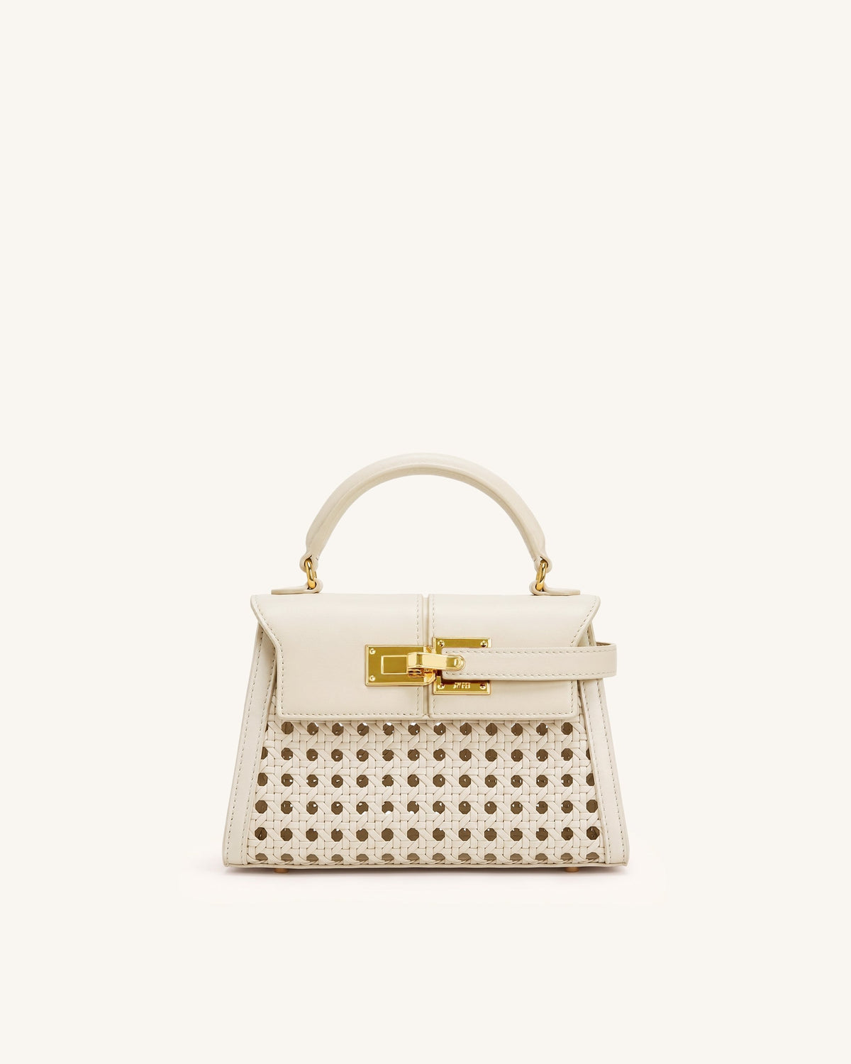 Elise Woven Top Handle Bag - Off White
