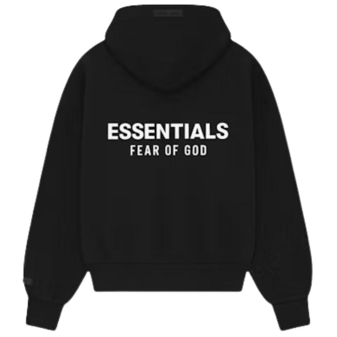 ESSENTIALS FOG CLASSIC FIT ZIP UP HOODIE JET BLACK SS25