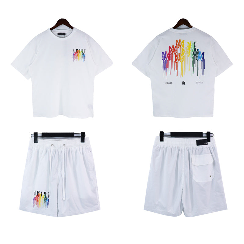 Amiri Fashion T-shirt And Shorts Suit