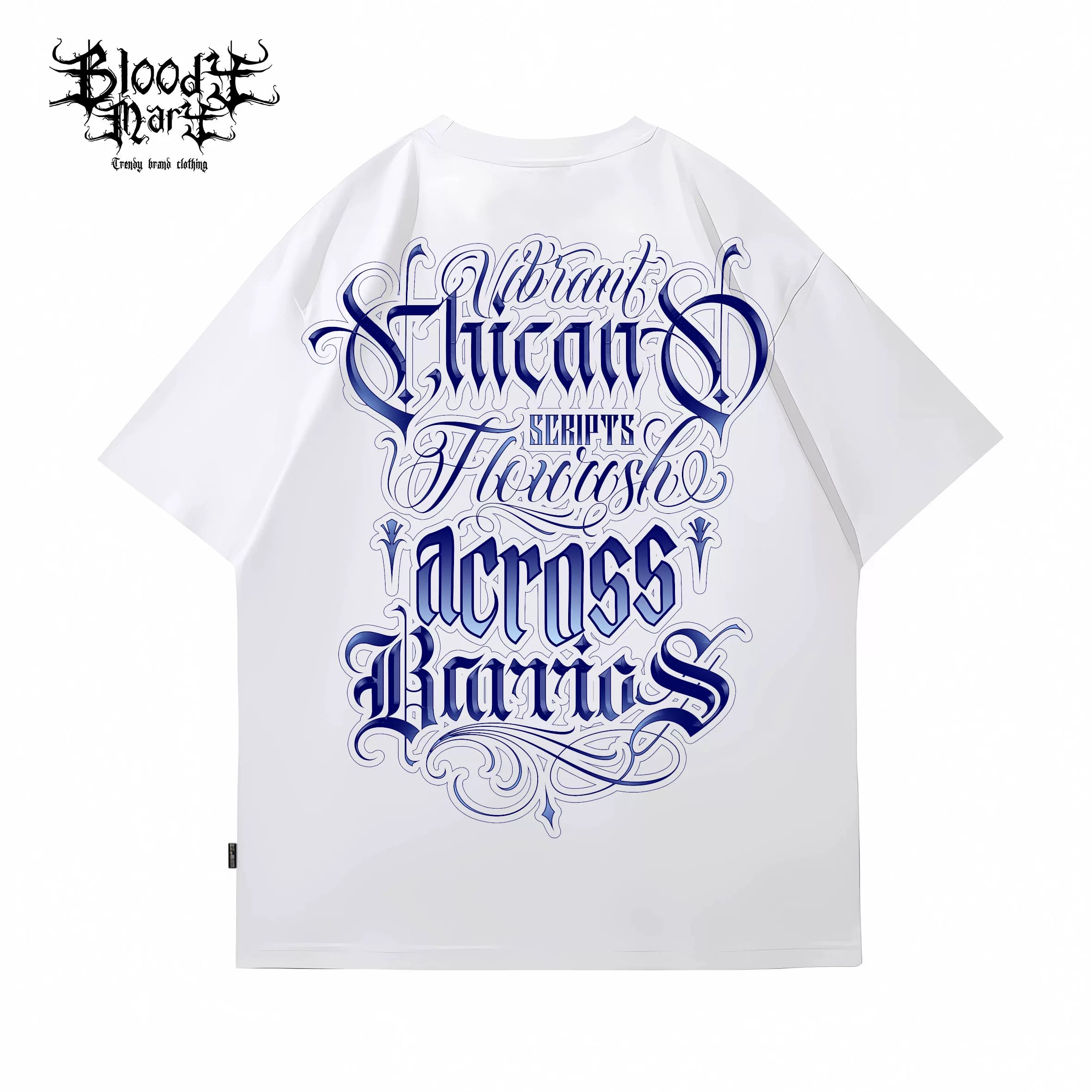 American street retro floral font short sleeved loose cotton heavyweight niche hip-hop tattoo artist trendy T-shirt