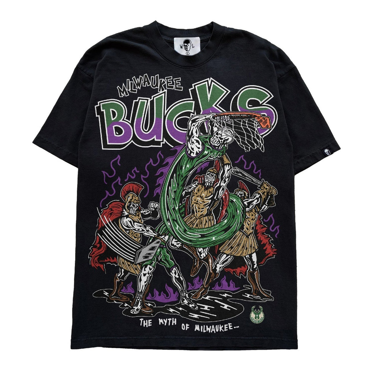 Warren Lotas Milwaukee Bucks Snake Battle T-Shirt - Black