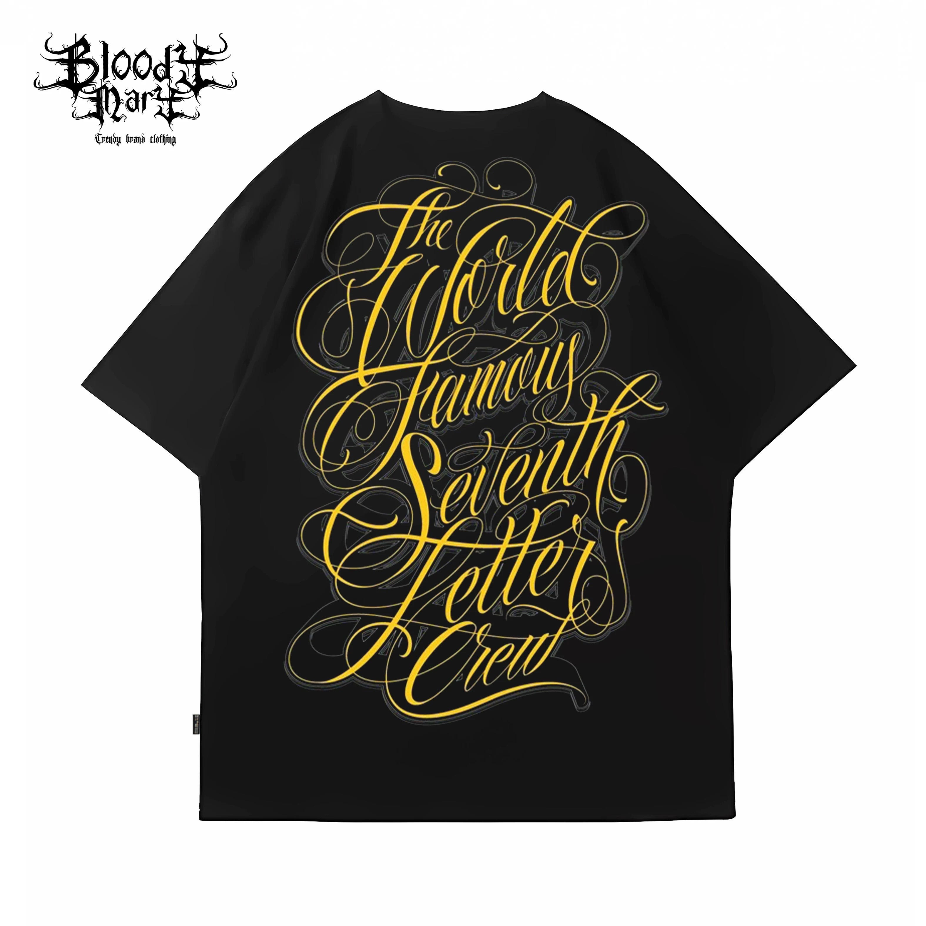 American street Chicano floral font short sleeved loose cotton heavyweight niche hip-hop tattoo artist trendy T-shirt