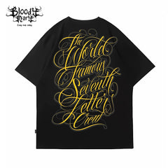 American street Chicano floral font short sleeved loose cotton heavyweight niche hip-hop tattoo artist trendy T-shirt