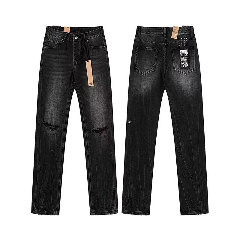 Ksubi Light Distressed Knee Denim - Washed Black