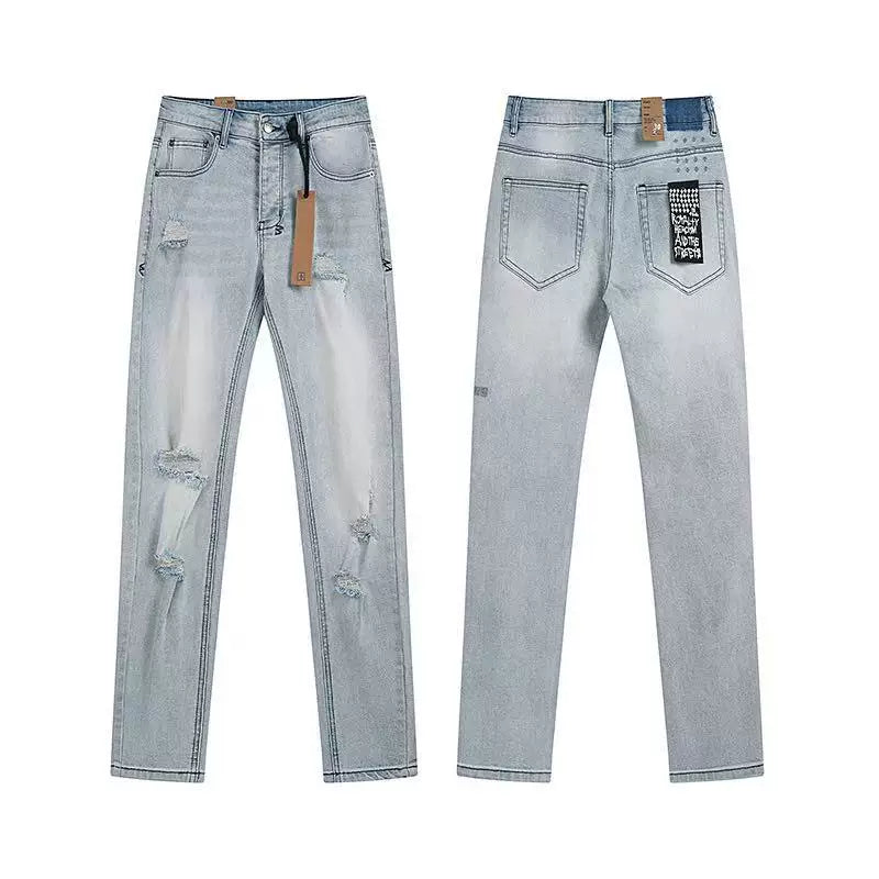 Ksubi Whiskered & Ripped Denim - Light Blue