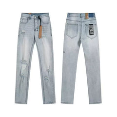 Ksubi Whiskered & Ripped Denim - Light Blue