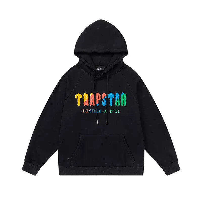 Trapstar Style Autumn/Winter Multi-Color Logo Graphic Hoodie - Black