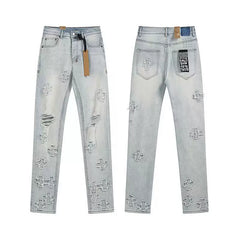 Ksubi Cross Patchwork & Distressed Denim - Light Blue