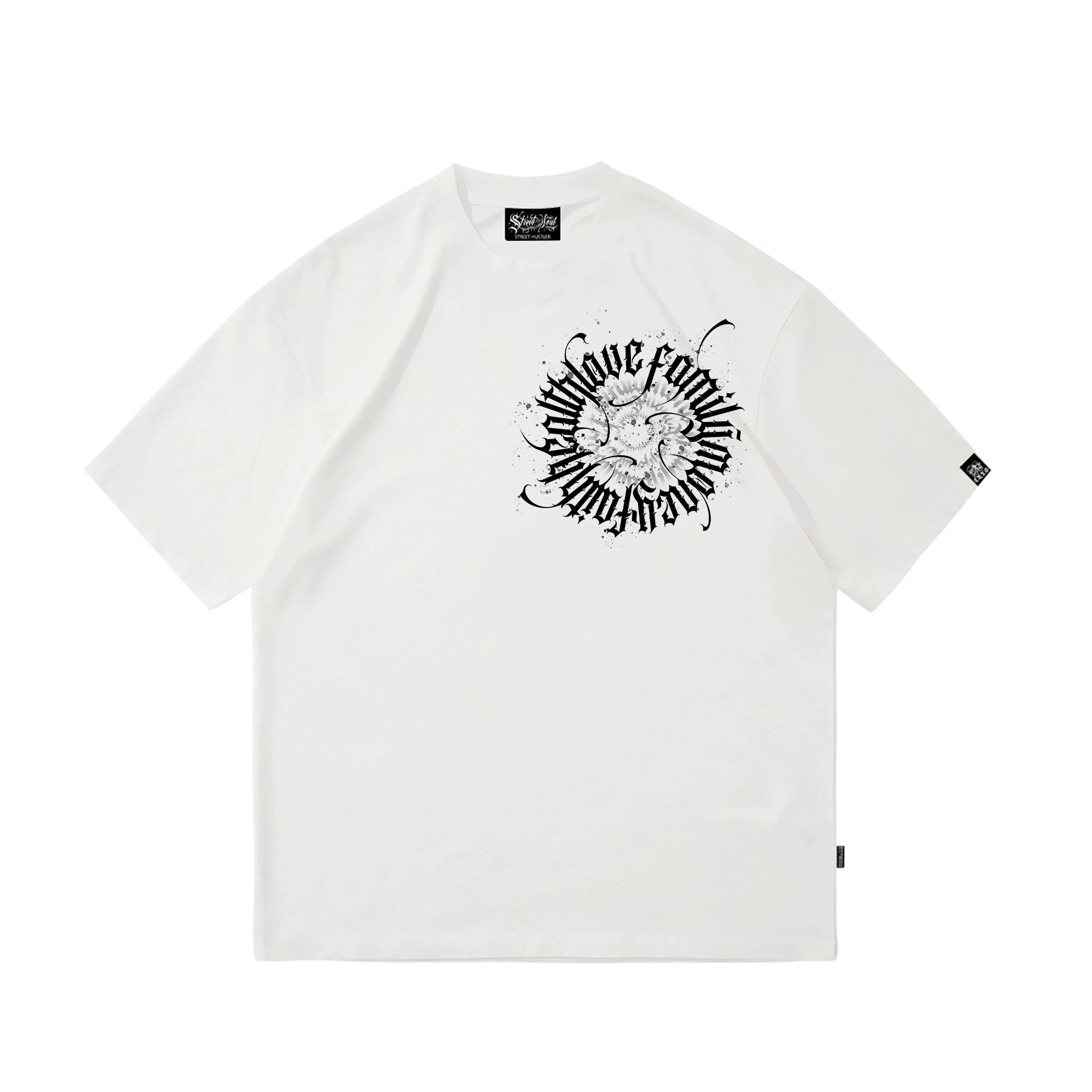 Trendy cross, floral characters, hip-hop, American West Coast prayer hand T-shirt, street dance tattoo artist, gang heavyweight