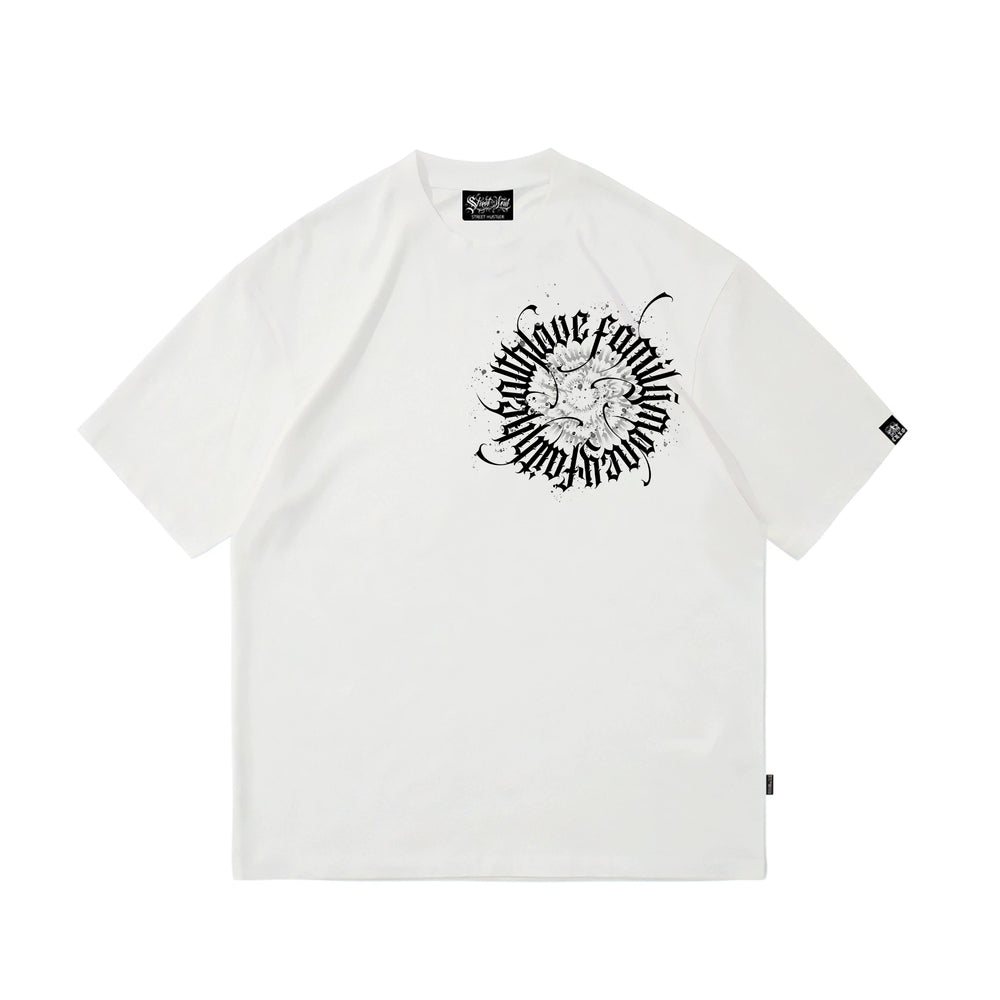 Trendy cross, floral characters, hip-hop, American West Coast prayer hand T-shirt, street dance tattoo artist, gang heavyweight