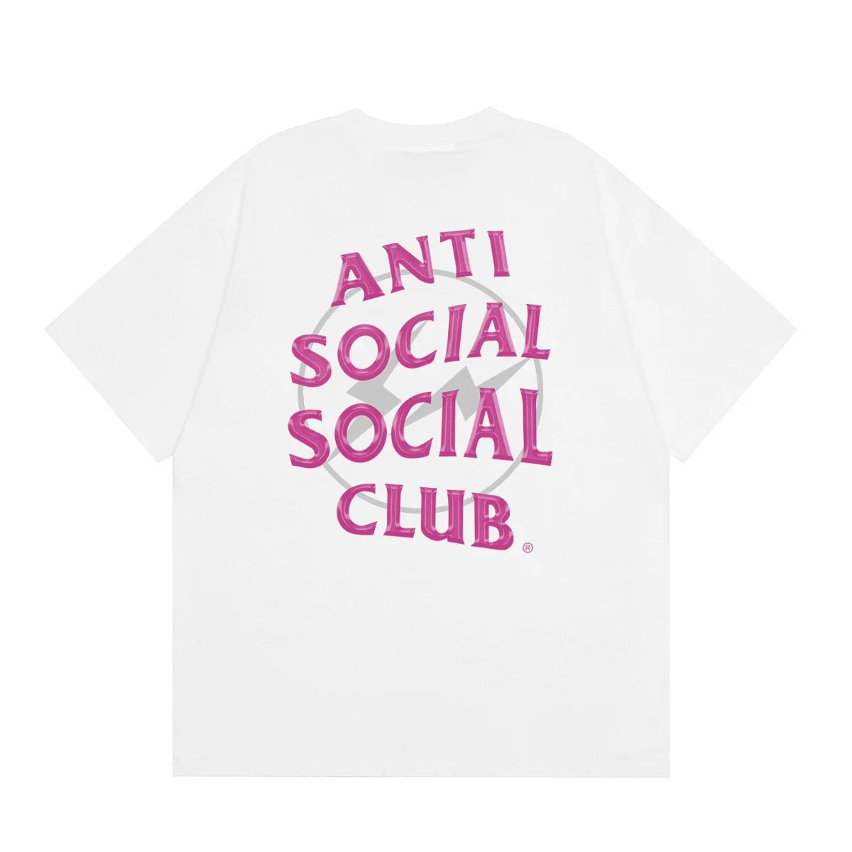 Anti Social Social Club Pink Lightning Circle Logo T-Shirt - White
