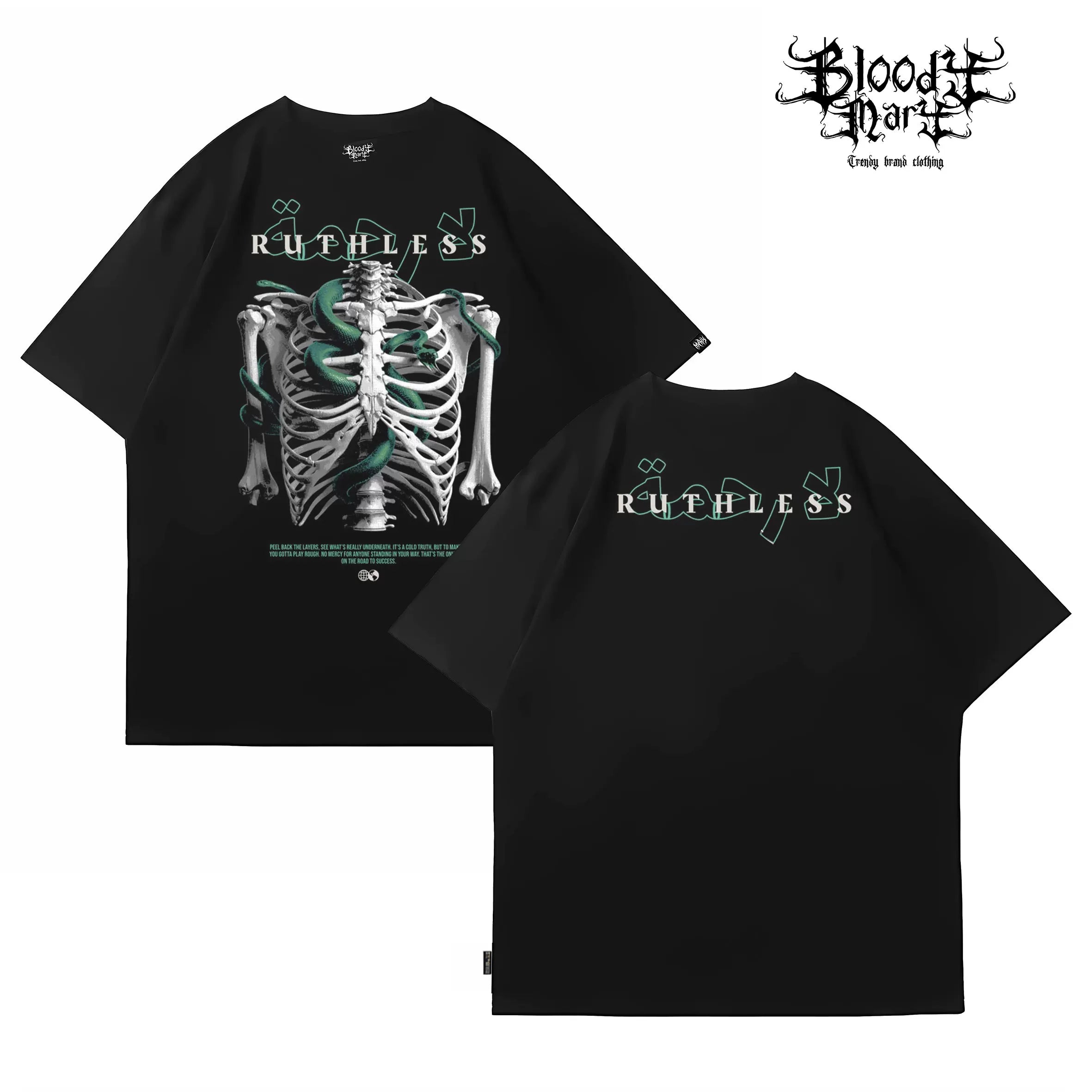 American street skull short sleeved T-shirt loose pure cotton design unisex trendy brand top