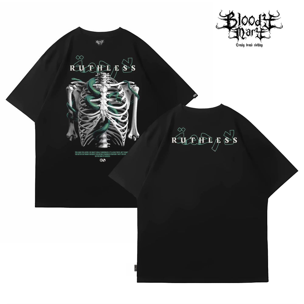 American street skull short sleeved T-shirt loose pure cotton design unisex trendy brand top