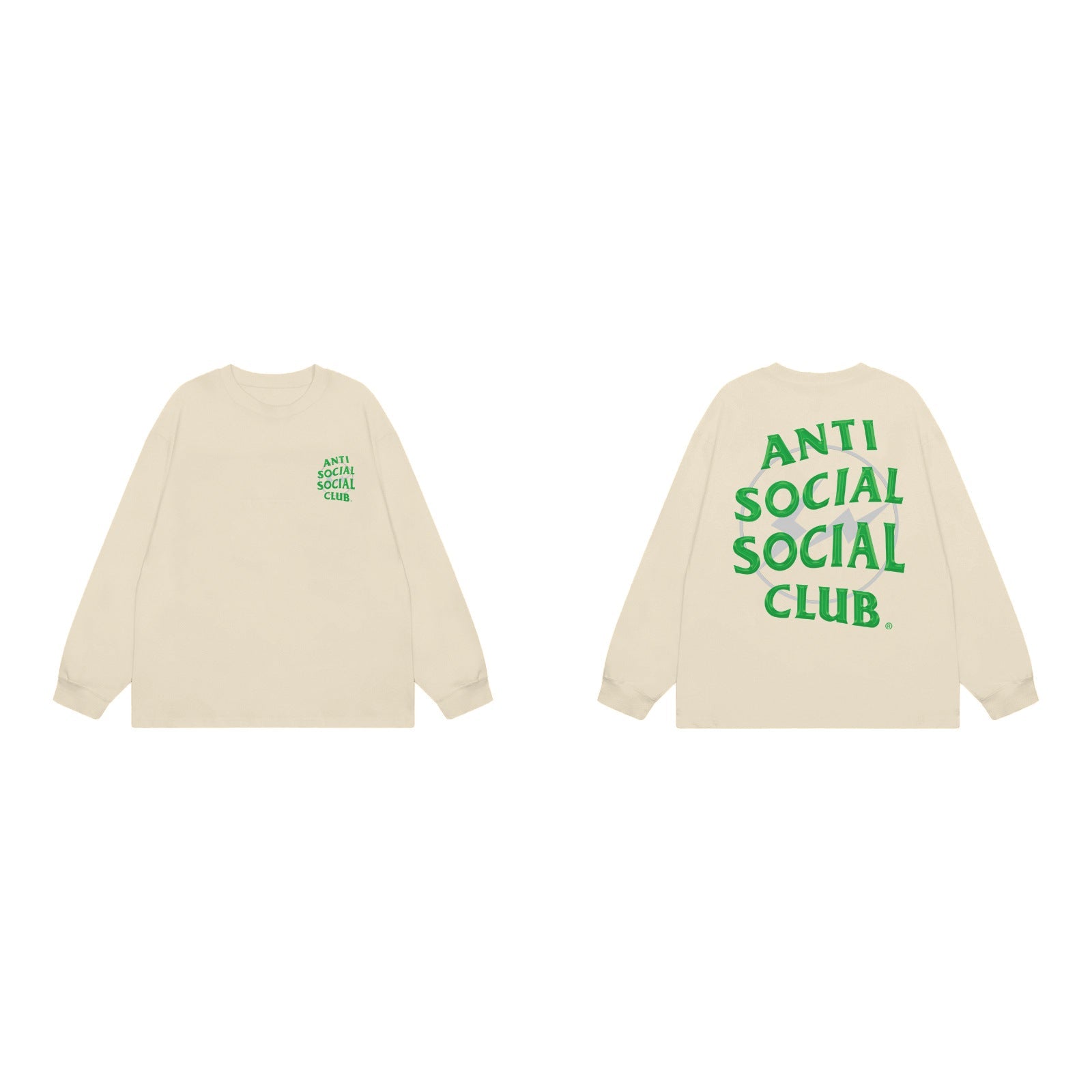 Anti Social Social Club Green Circle Logo Long Sleeve T-Shirt - Cream