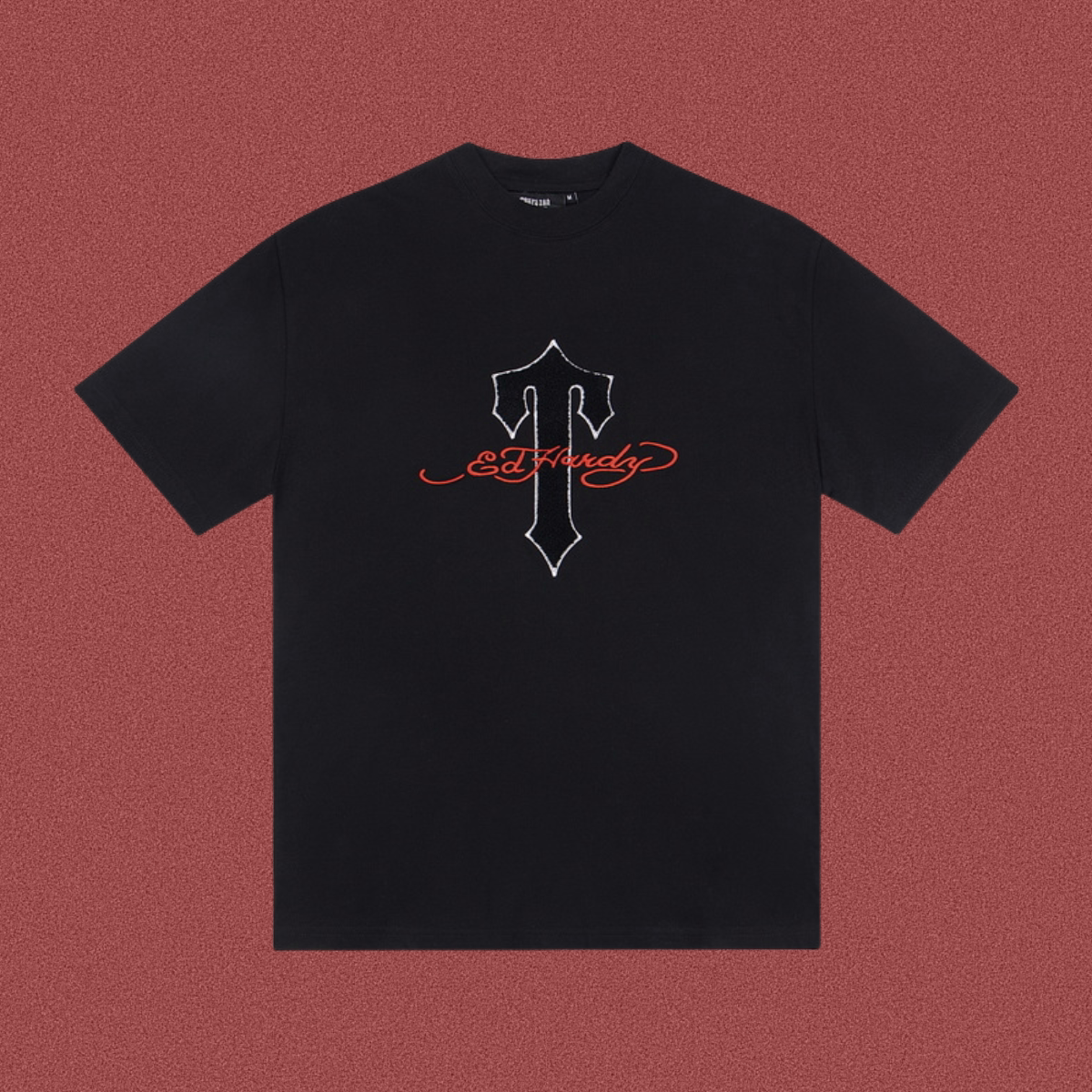 Trapstar Gothic "T" Red Script Logo Tee - Black