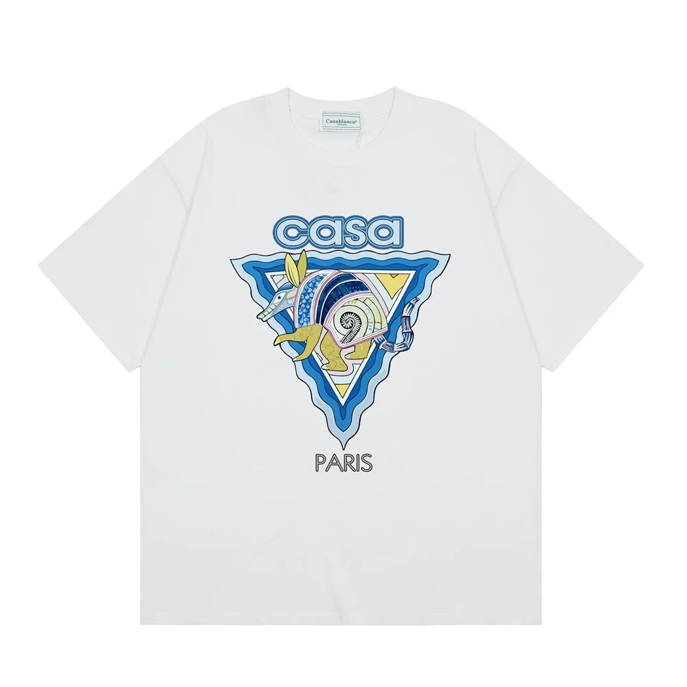 Casablanca Paris Wave & Crocodile Graphic T-Shirt - White