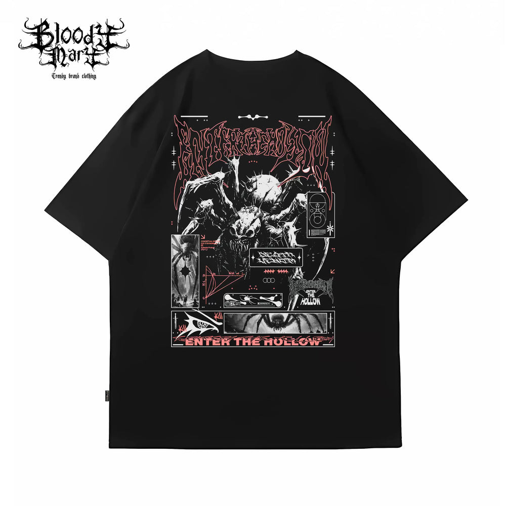 Trendy American Street Hip Hop Dark Gothic Printed Short Sleeve T-shirt Loose Couple Top