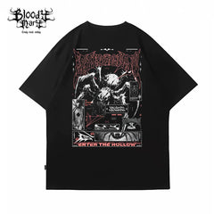 Trendy American Street Hip Hop Dark Gothic Printed Short Sleeve T-shirt Loose Couple Top
