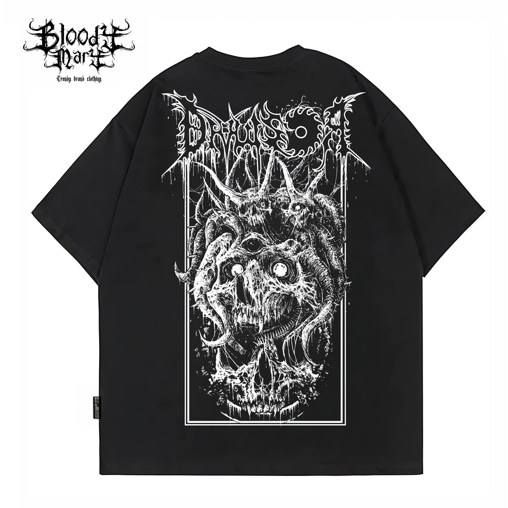 Original American street flower font retro loose niche hip-hop pure cotton Chicano trendy T-shirt tattoo artist