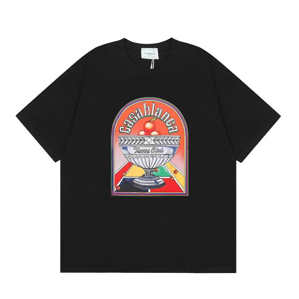 Casablanca Arch Tennis Court Back Graphic T-Shirt - Black