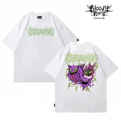 American street retro floral font short sleeved loose cotton heavyweight niche hip-hop tattoo artist trendy T-shirt
