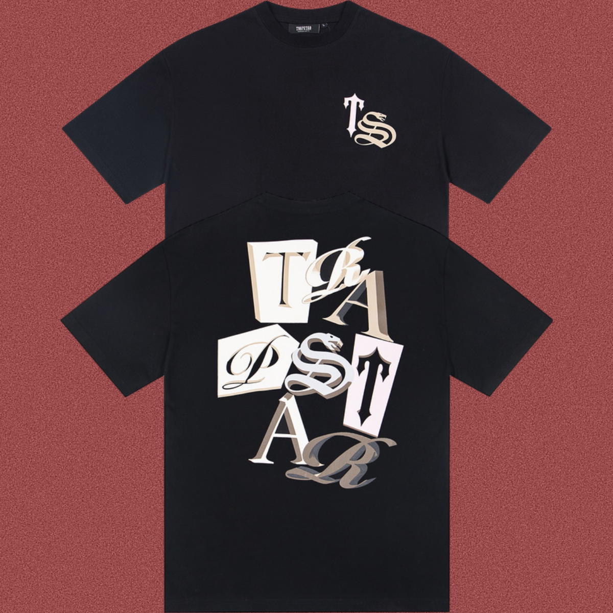 Trapstar Collage Card Alphabet Graphic Tee - Black