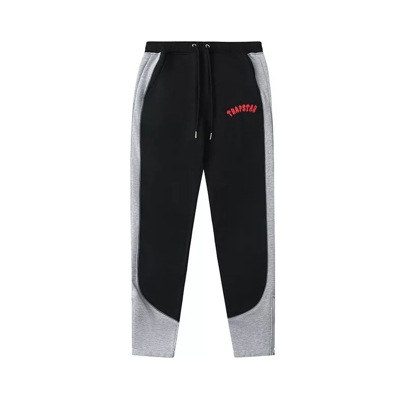 Trapstar Style Autumn/Winter Colorblock Red Logo Sweatpants - Black/Grey