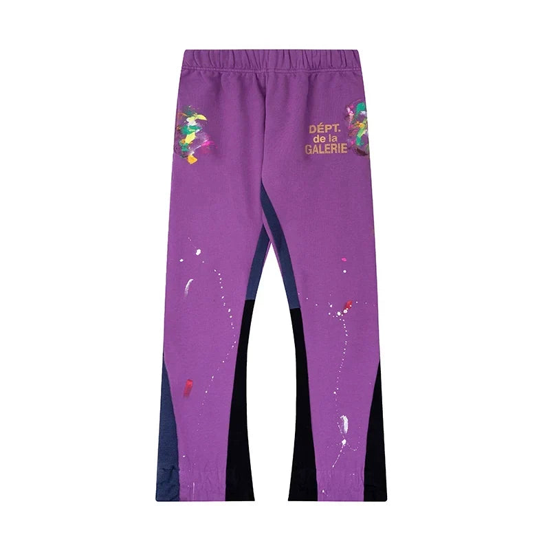 Gallery Dept. "DEPT. de la GALERIE" Paint Splatter Contrast Panel Sweatpants - Purple