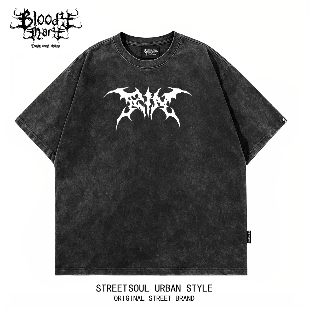 Dark style worn short sleeved T-shirts for men and women anime Abi cartoon printing loose street retro rock top