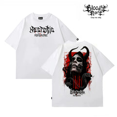Original trendy brand dark punk skull niche American floral font heavyweight loose hip-hop printed short sleeved T-shirt