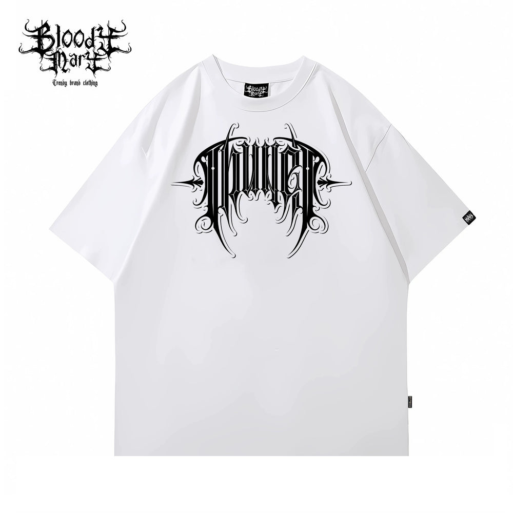 Original Trendy Brand American Street Thug Flower Font Short Sleeve Men's and Women's Loose Cotton Heavy Weight Niche Hip Hop T-shirt
